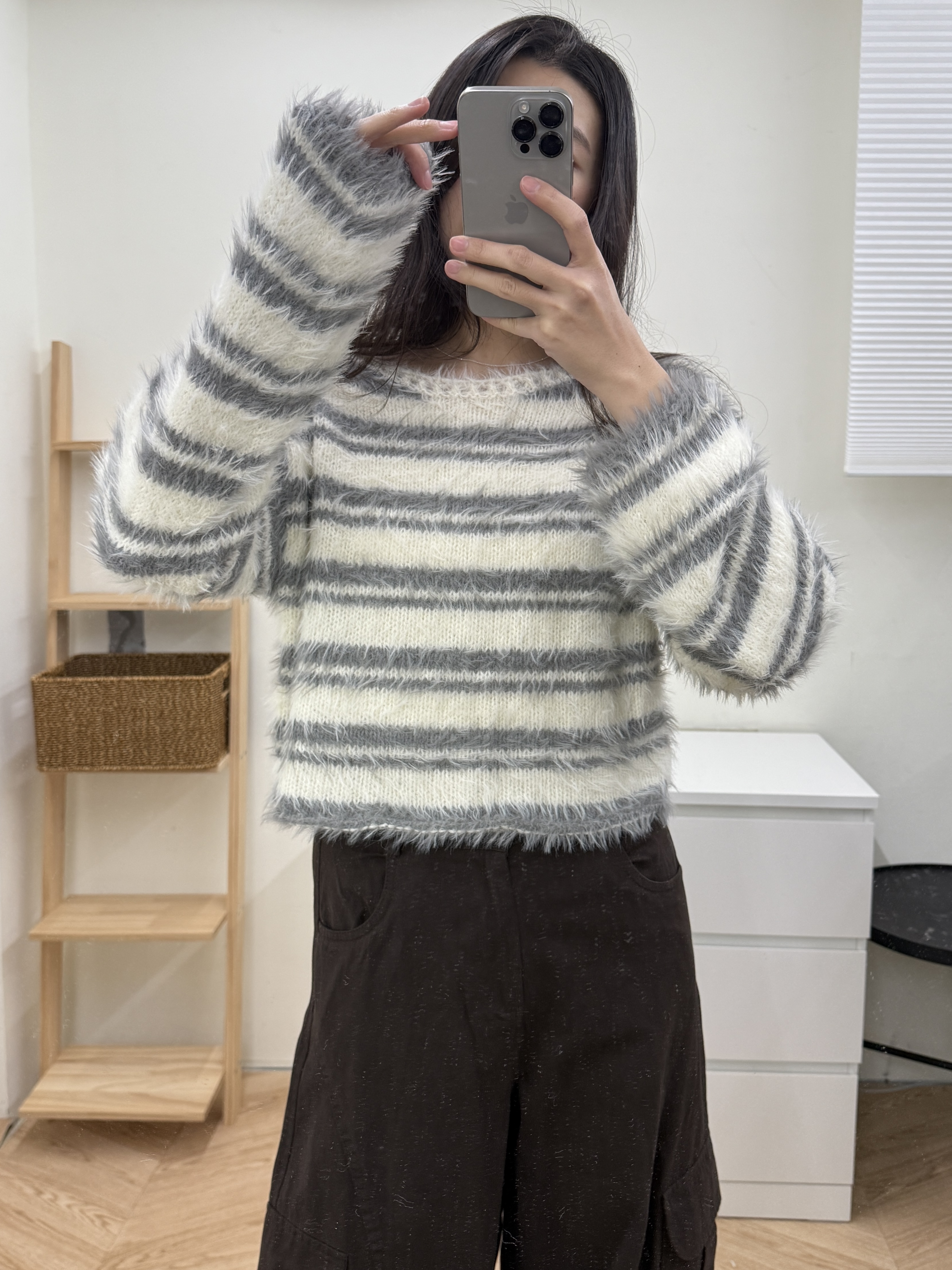 柔軟海毛條紋毛衣*3色