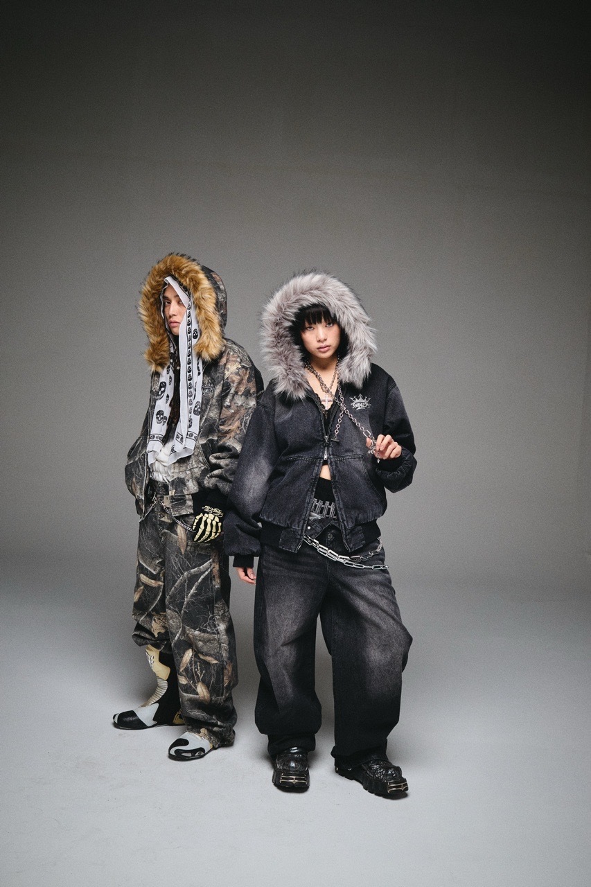 King Logo Slub Denim Buggy Pants