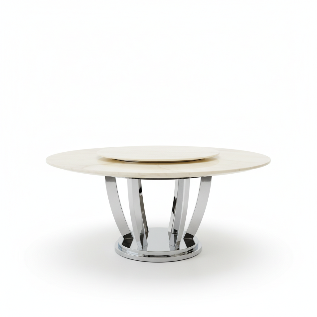 金莎白玉天然真石圓桌