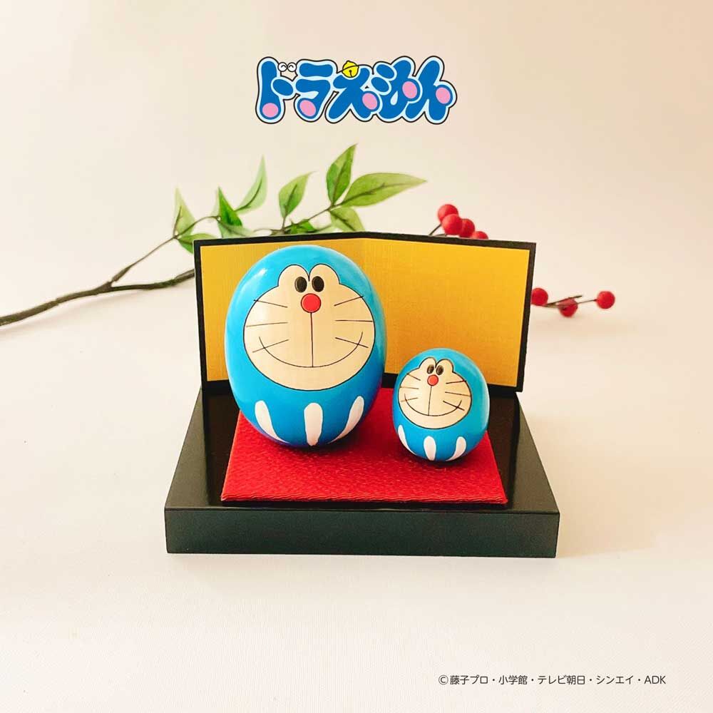 日本製 Set of 2 多啦A夢 達摩 ( 62mm + 35mm) 木芥子 卯三郎之孫 #21468-S2-1
