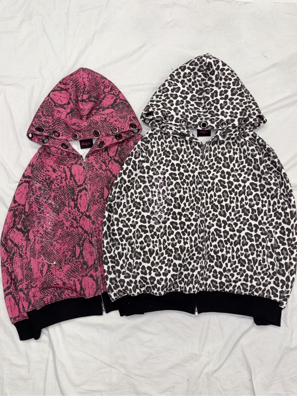 Ninety Girl Animal-Print Eyelet Hoodie