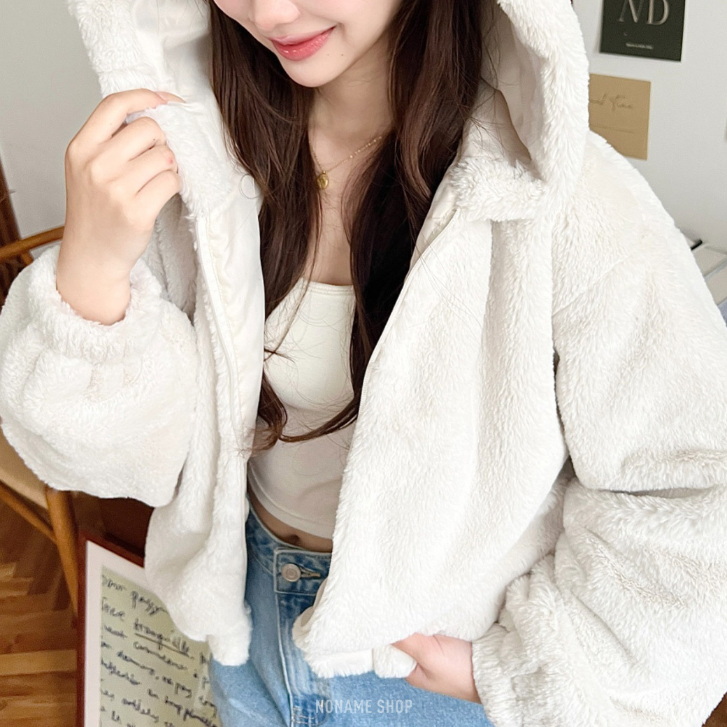 MOMENT+ 毛毛 皮草 連帽 微短版 外套 四色 (女款)