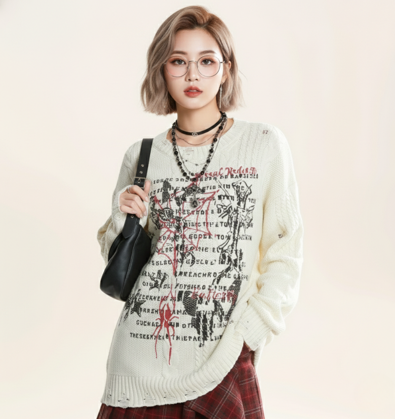 蜘蛛網皮肩毛衣