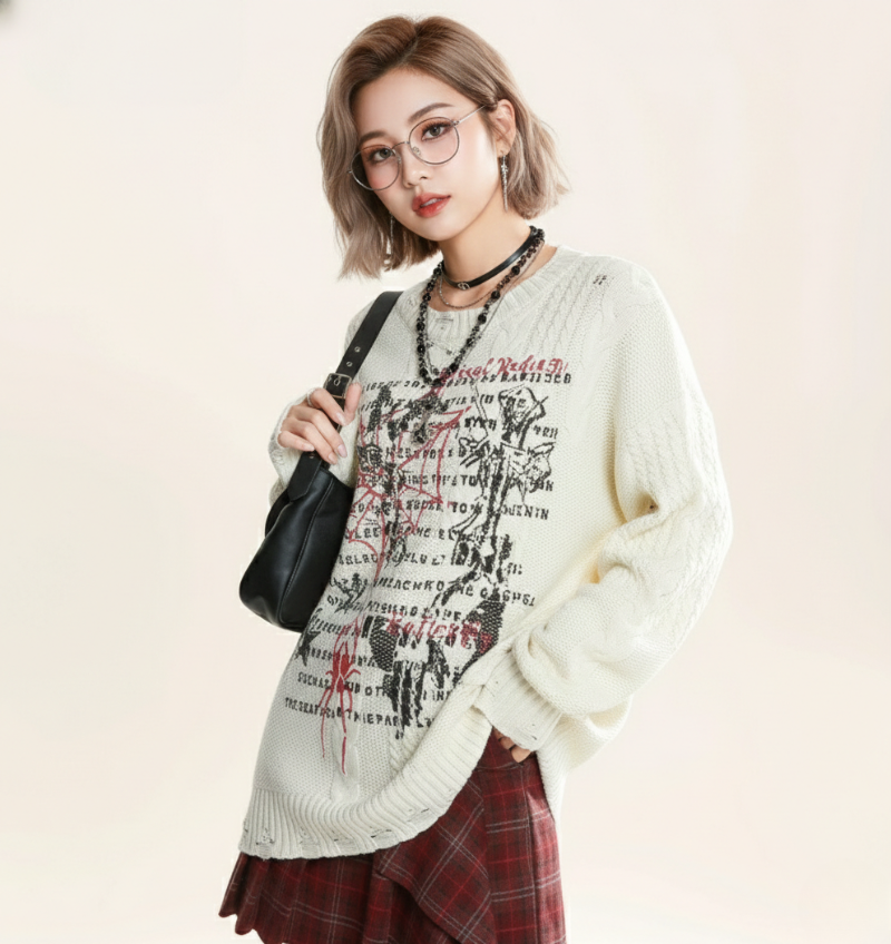 蜘蛛網皮肩毛衣