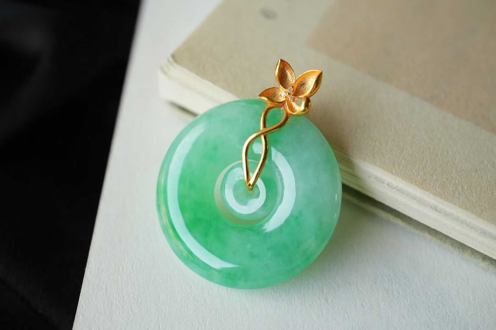 122830 翡翠冰陽綠子母平安扣吊墜 (20.8mm直徑)