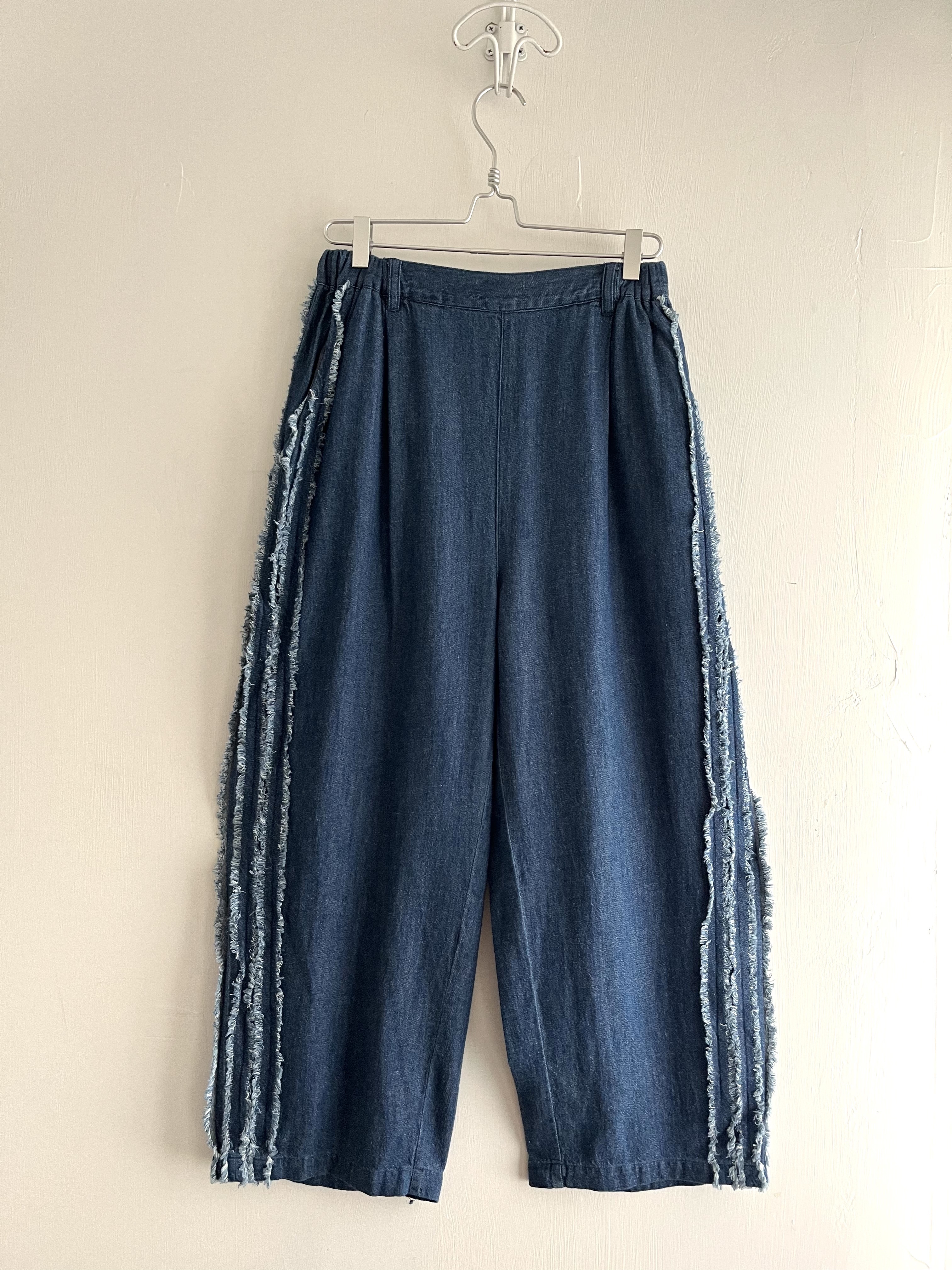 ista-ire藍色半橡筋牛仔闊褲