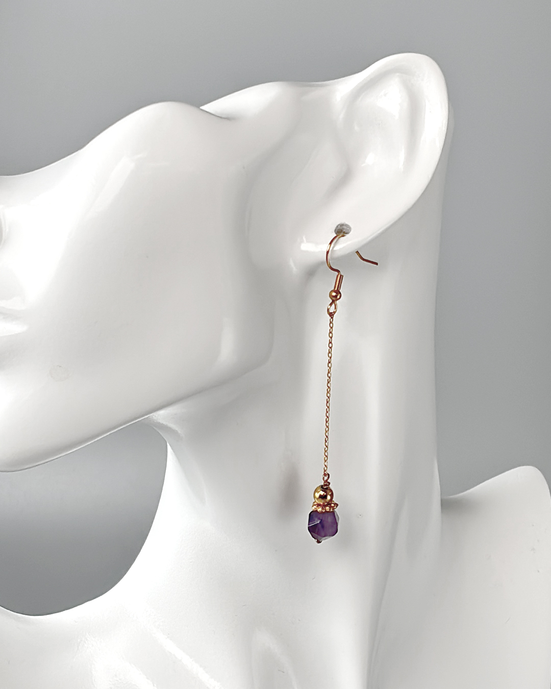 流光 紫水晶‧不鏽鋼 ｜優雅垂墜耳環