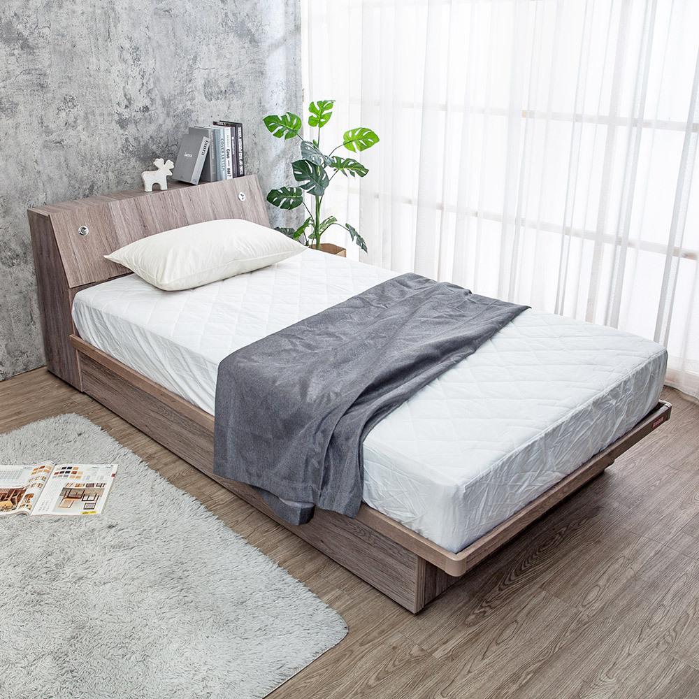 米恩3.5尺單人側掀床房間組-3件組-床頭箱+側掀床底+A1舒柔緹花床墊(六色可選)