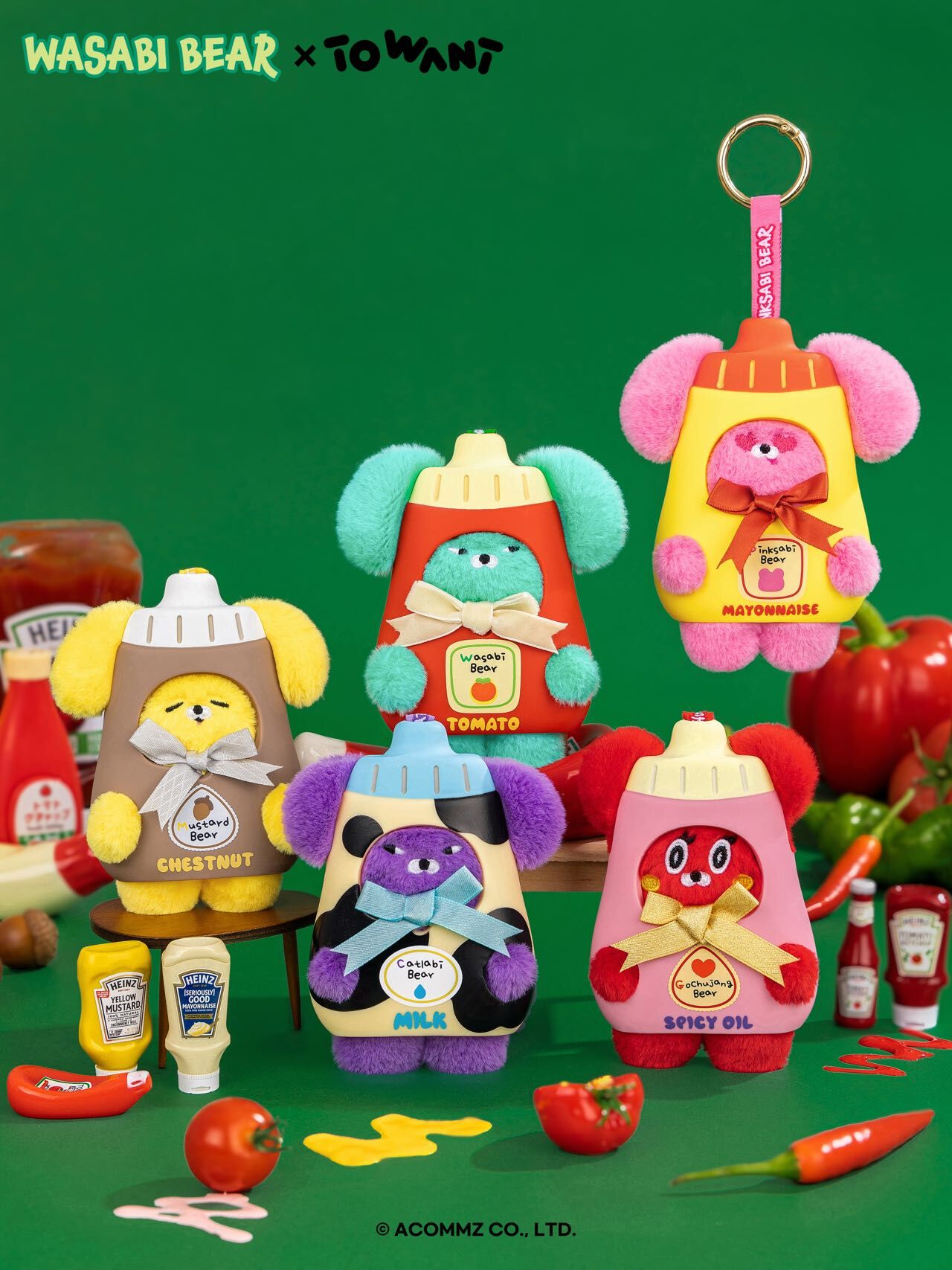 Wasabi Bear - 小熊調味罐系列搪膠毛絨 (盲盒)