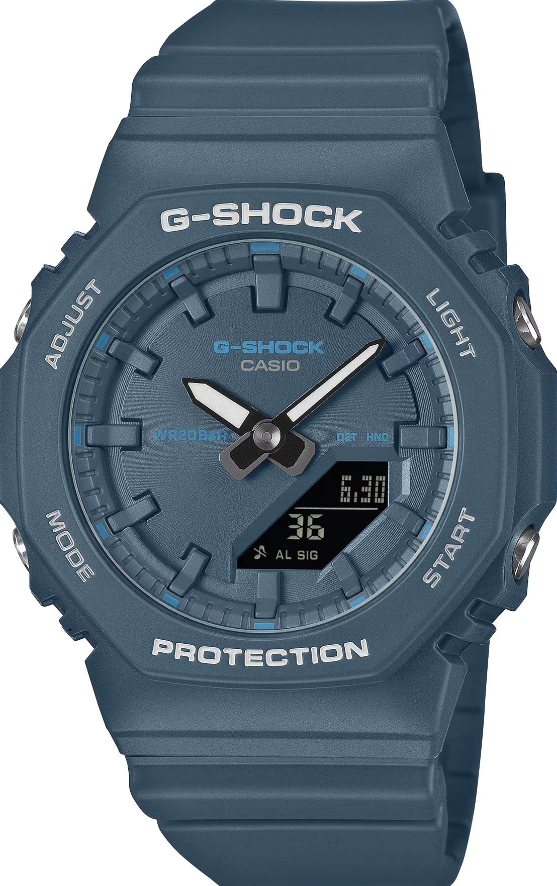 萬年鐘錶 - G-SHOCK   藍色纖薄精緻八角電子錶 GMA-P2100BA-2A 錶徑 : 40.2mm