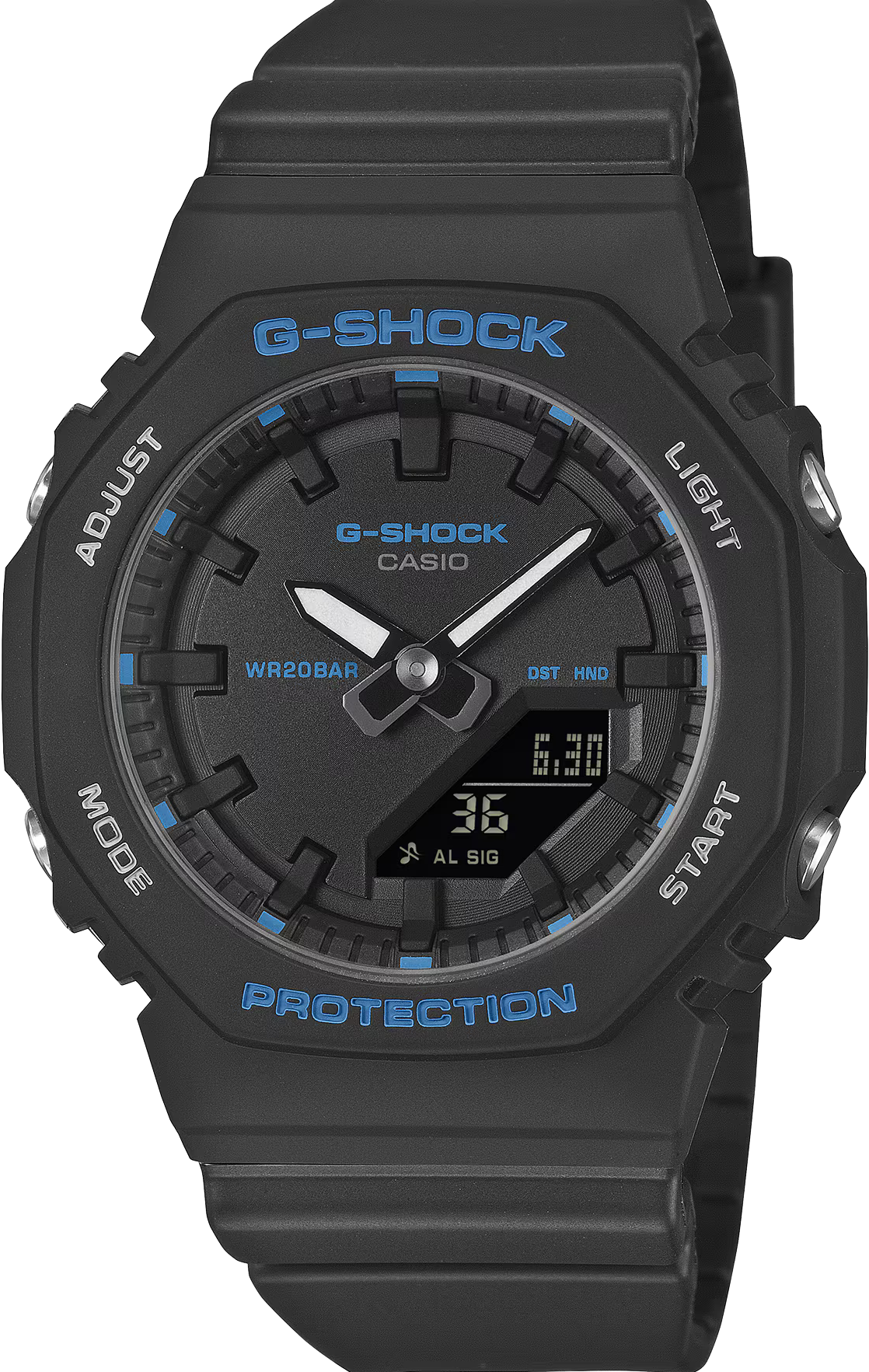 萬年鐘錶 - G-SHOCK   黑色纖薄精緻八角電子錶 GMA-P2100BA-1A 錶徑 : 40.2mm