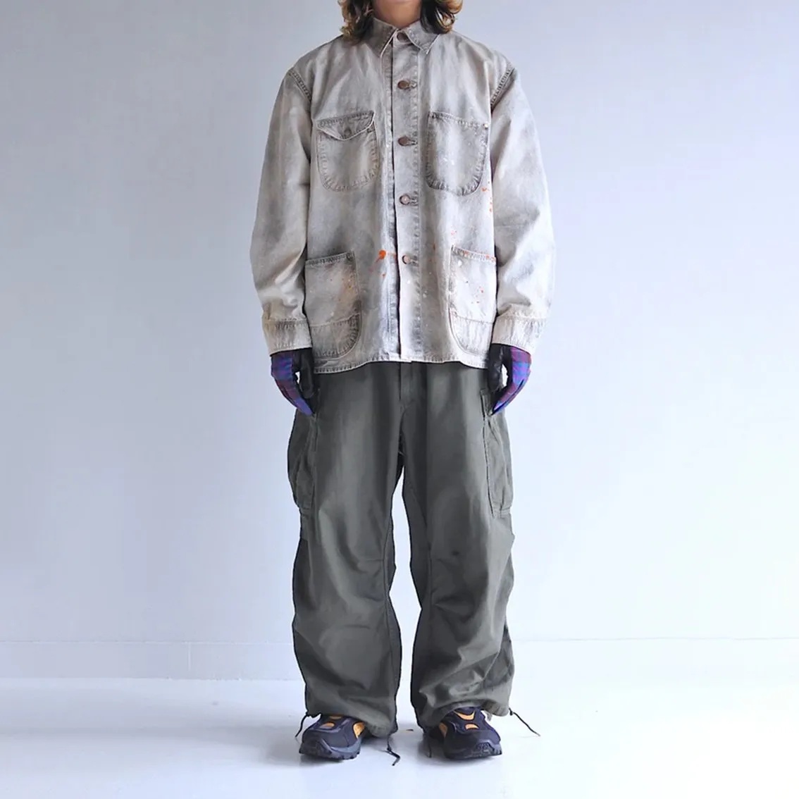 ANACHRONORM NYLON PATCH KINARI COVERALL JACKET BLACK DYED AN311 - PRE ORDER ITEM (預訂中)