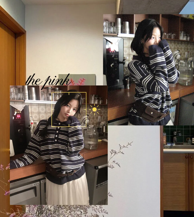 春季預訂｜寬鬆條紋扣領針織衫