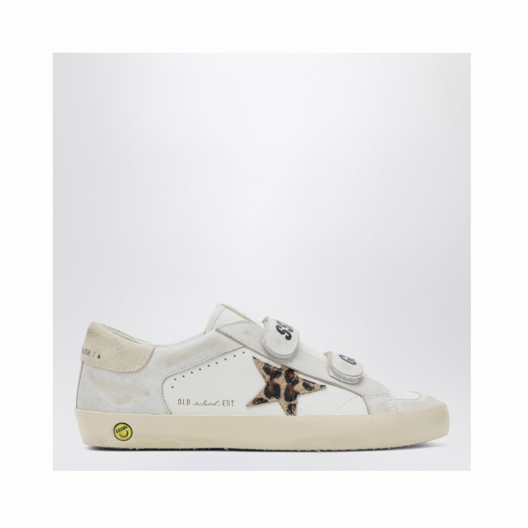 1FF0101-266 [GOLDEN GOOSE] Old School Sneakers In White With Leopard-Print Star White (SS26) #GTF01030F008037 (S-EU-E)