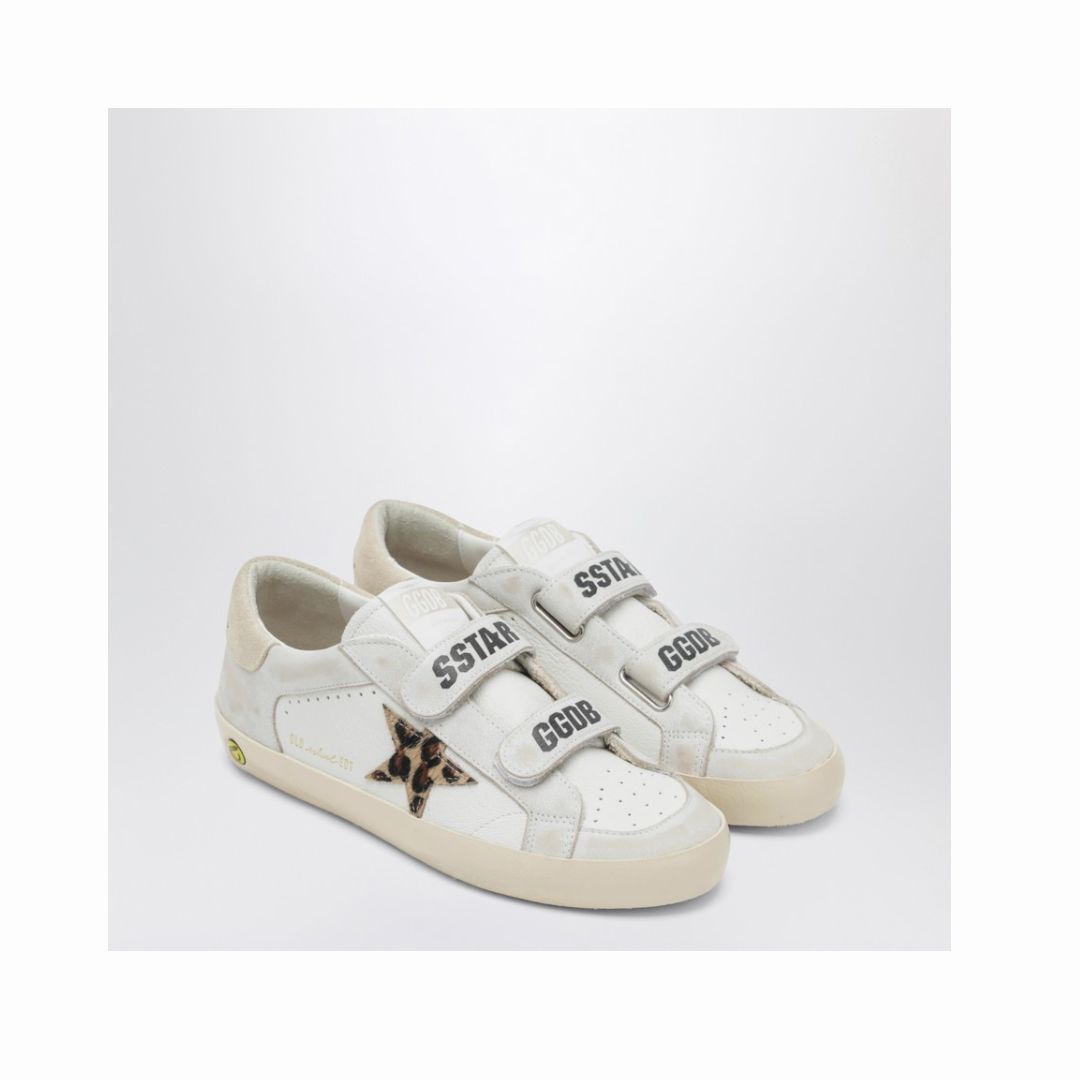 1FF0101-266 [GOLDEN GOOSE] Old School Sneakers In White With Leopard-Print Star White (SS26) #GTF01030F008037 (S-EU-E)