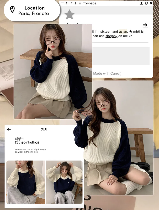 春季預訂｜寬鬆撞色吊墜針織衫