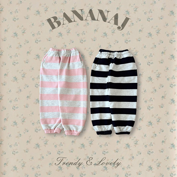 正韓春Bananaj 兩色粗條紋運動褲