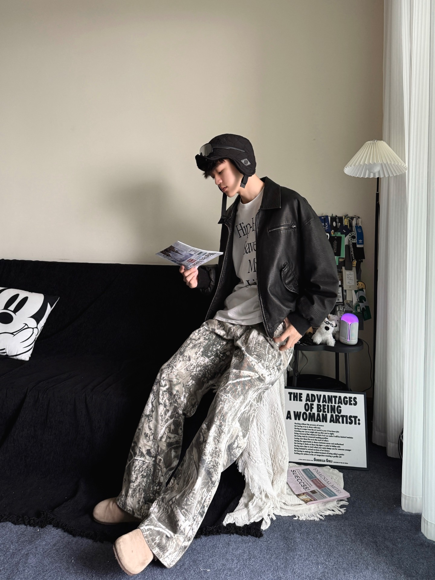 代購- FREE RABBITⅡ 冬季加厚羊羔毛雙面戴護耳帽 戶外滑雪騎車保暖帽 男女同款情侶款  24TRA25796