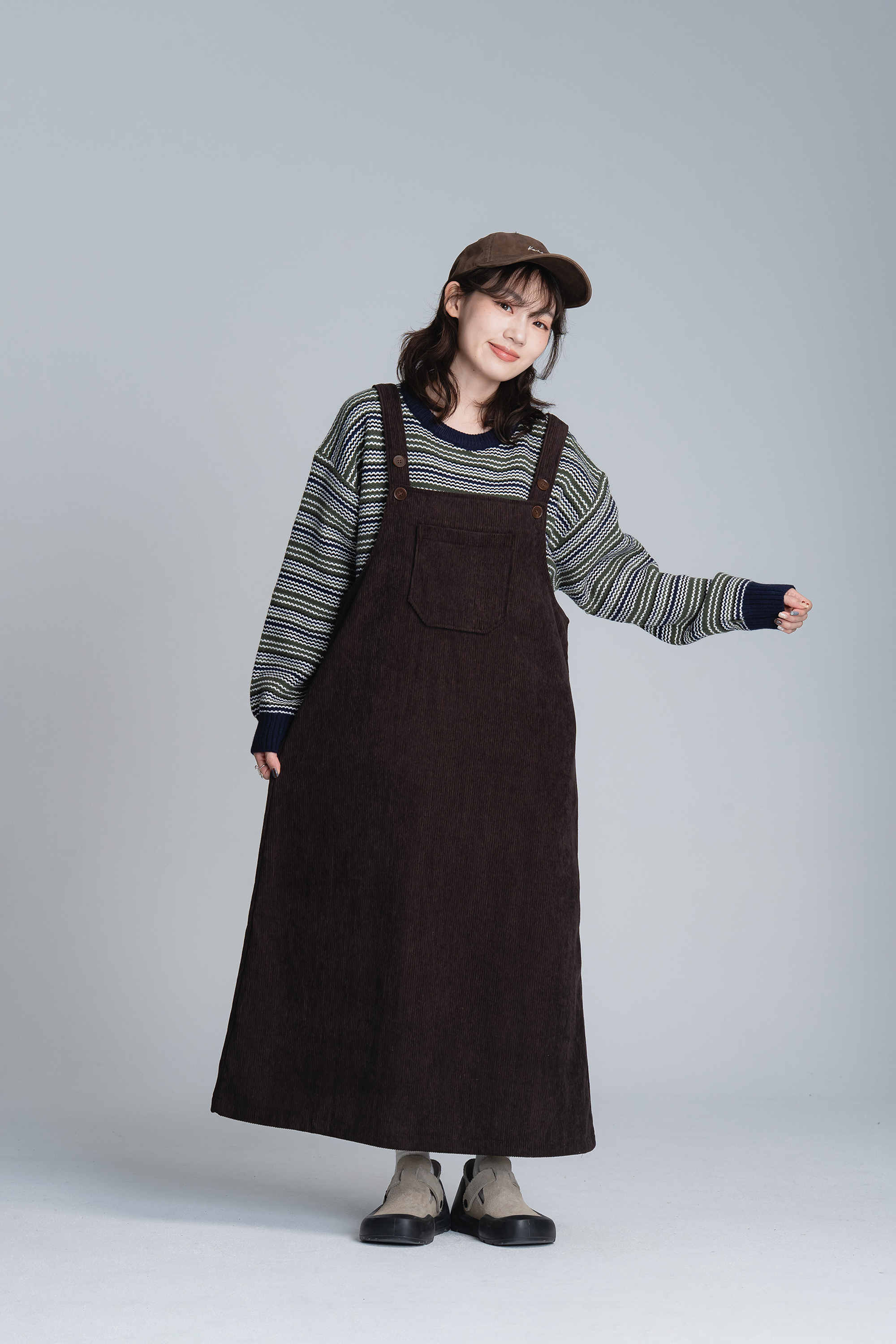 氣質坑條加絨吊帶裙 2色