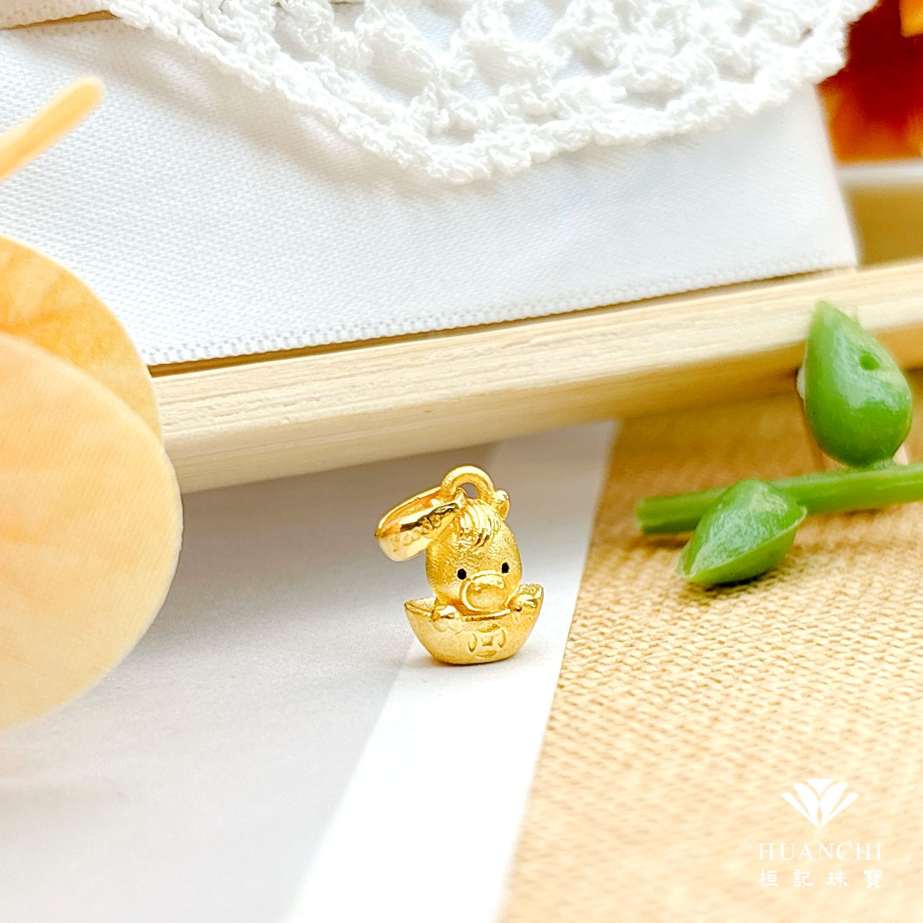 旺財馬(迷你) 黃金墜子/編織金手鍊