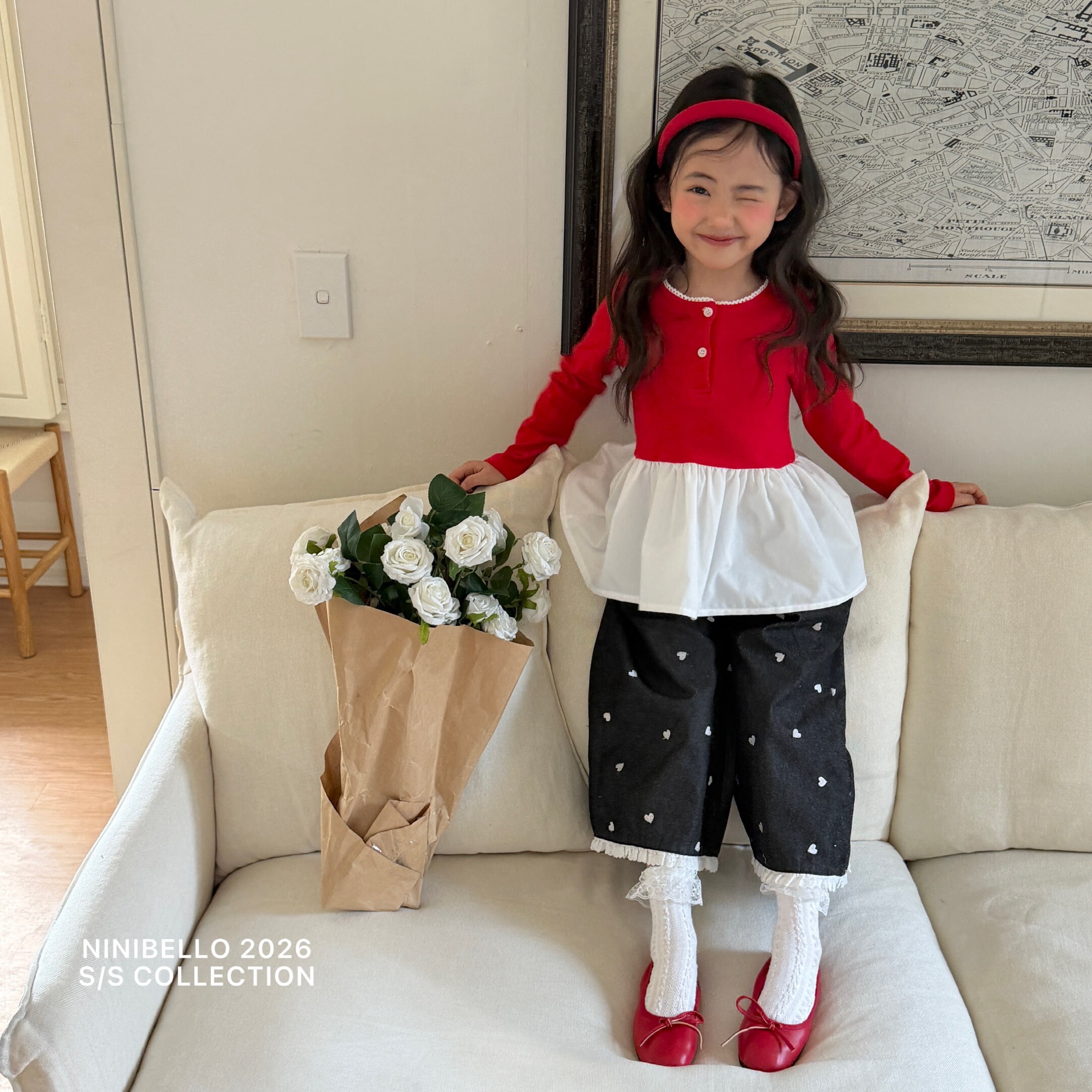 90-130 蕾絲領拼色上衣 2色