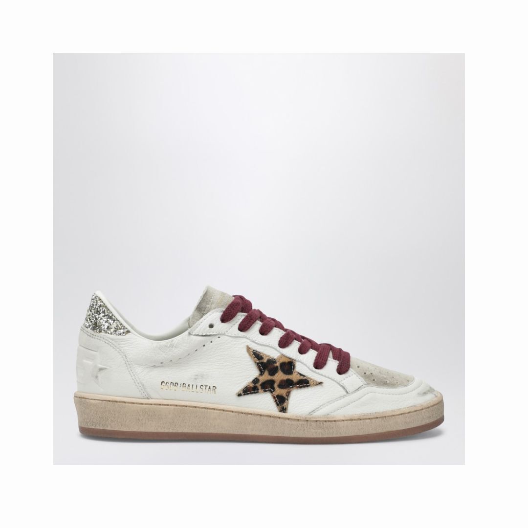 1FF0101-271 [GOLDEN GOOSE] Ball Star Sneakers With Leopard-Print Pony Hair Star White (SS26) #GWF00117F008068 (S-EU-E)