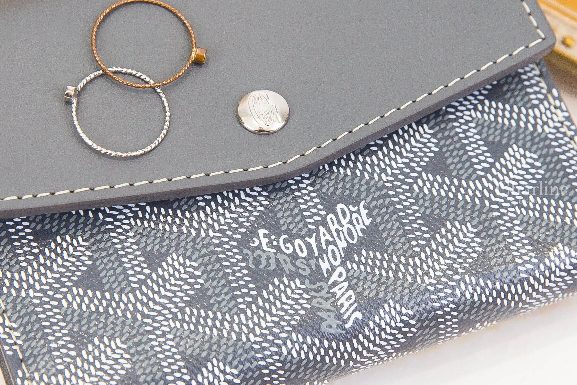 Goyard Saint-Gabriel Wallet 灰色小牛皮拼黃色夾層內裡三折短夾