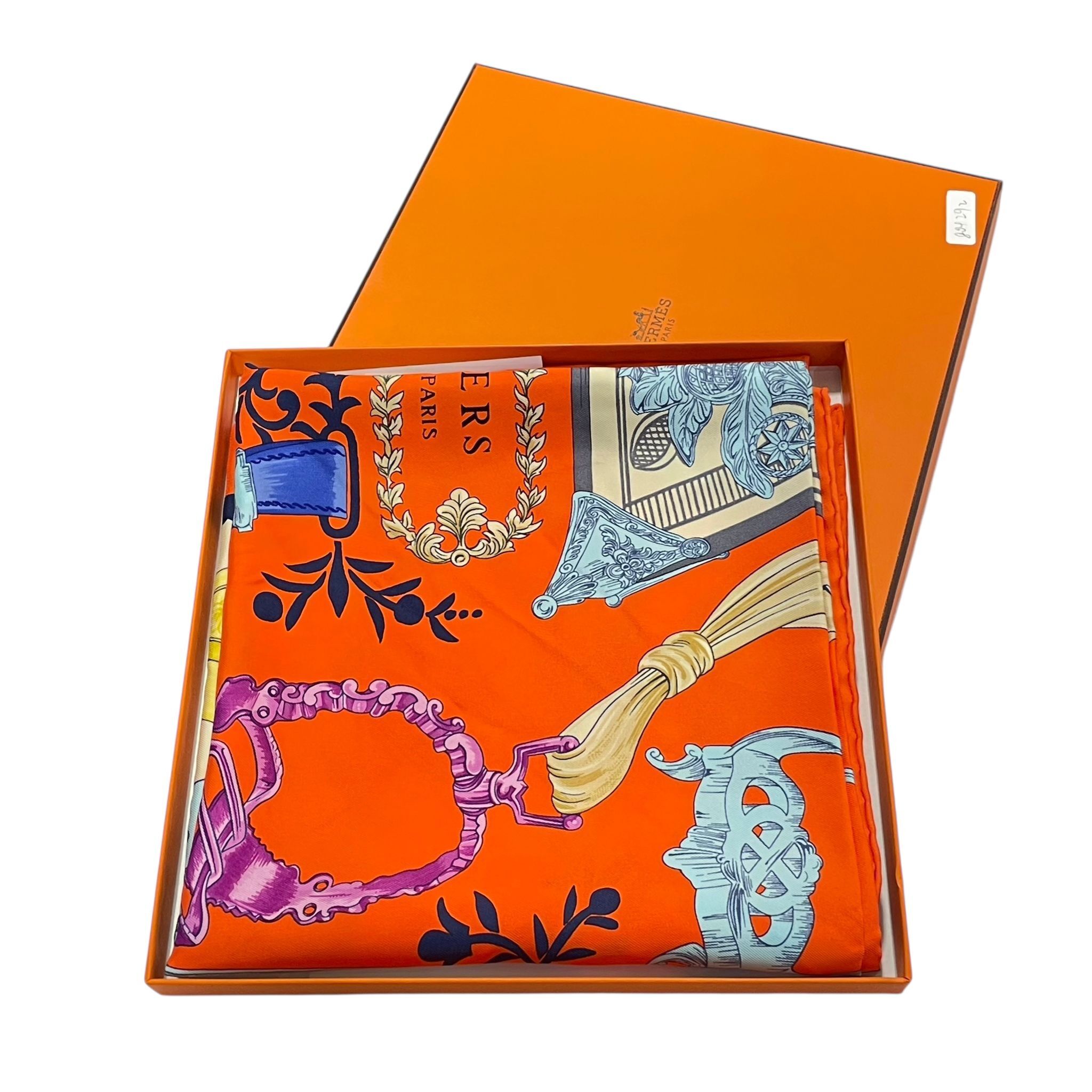 全新Hermes Sacrf 90x90cm Etriesr Remix Silk 橙色/綠色/藍色 #香榭站正品