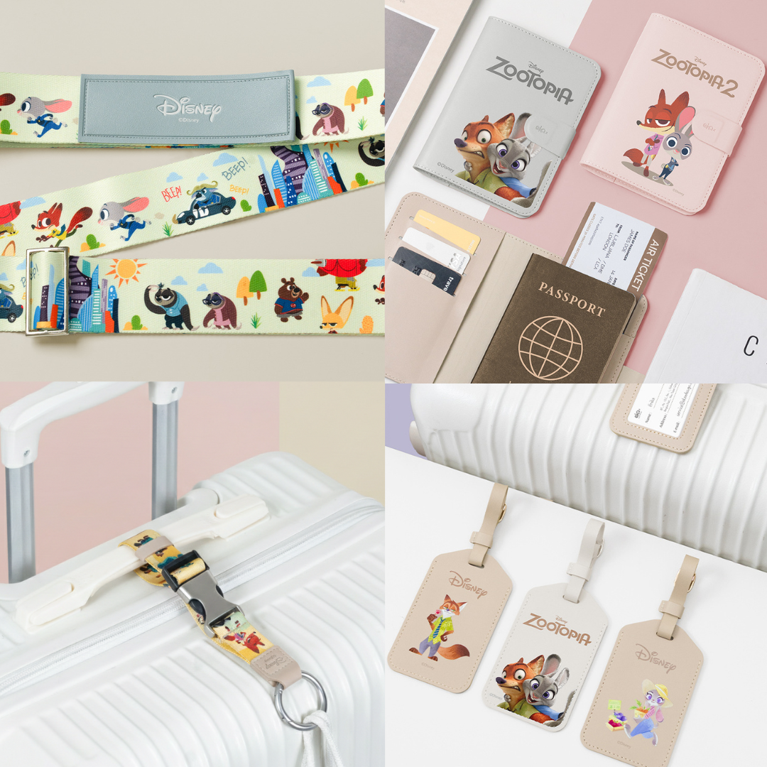 買旅遊四件組✈️送造型磁鐵組✨ 旅遊配件四件組 - 動物方城市【正版授權】(行李束帶+行李吊牌+護照套+行李掛環)