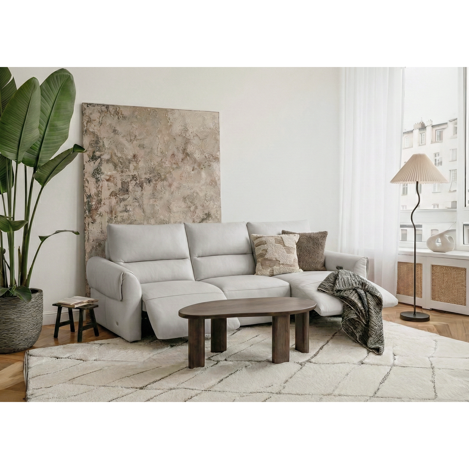 牛皮電動沙發 - 白灰色〔SFCL380〕