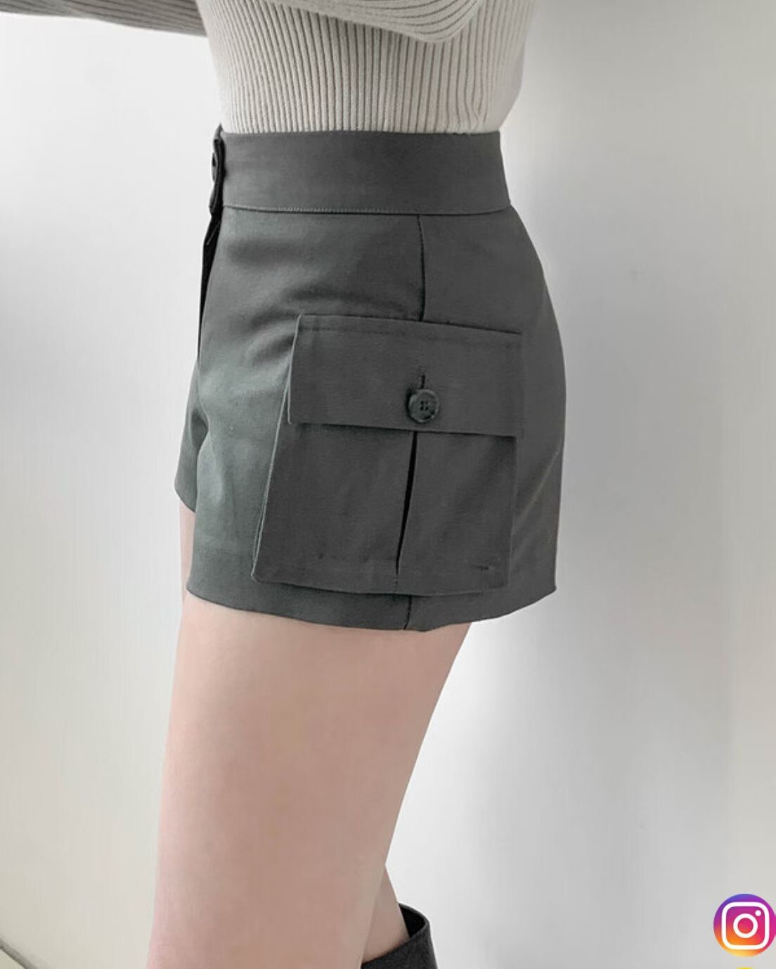 雙側口袋短西裝褲