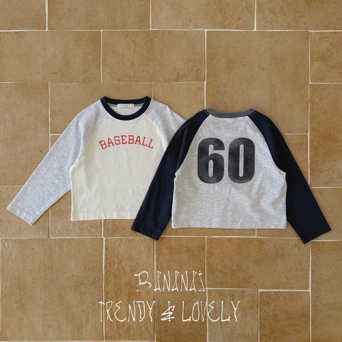 正韓春Bananaj 兩色BASEBALL拼袖上衣