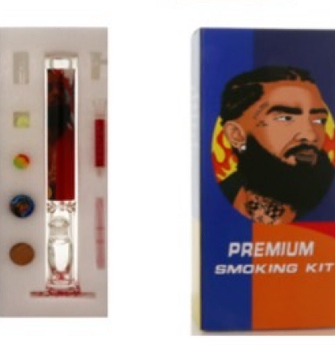 Nipsey Hussle Smoking Kit 煙具捆綁包｜Straight Tube Glass Bong 直筒水煙壺 WP-0415 NP-ST