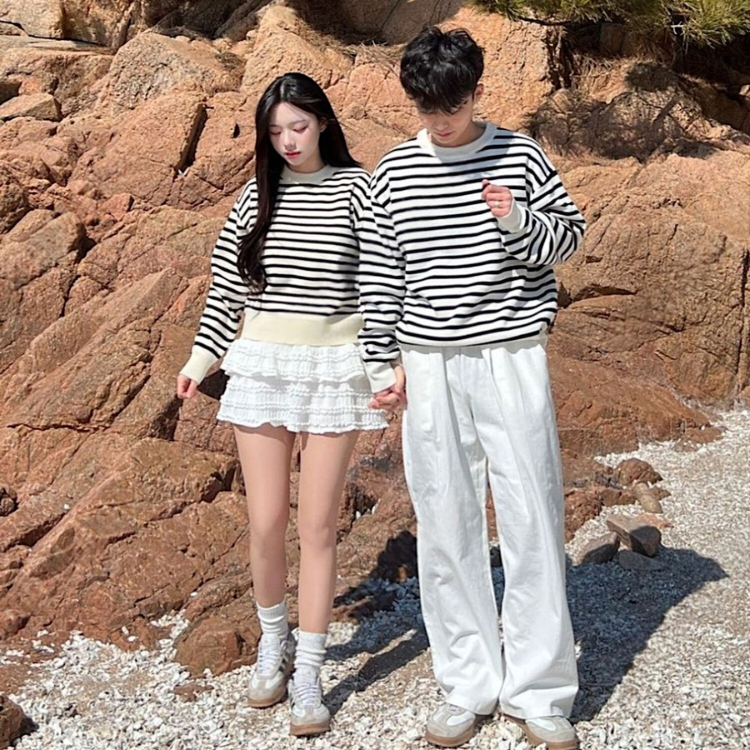 百搭實穿｜韓系條紋情侶衫（兩色）