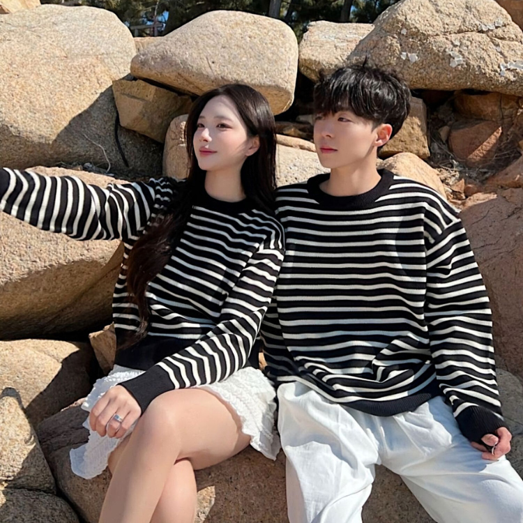 百搭實穿｜韓系條紋情侶衫（兩色）