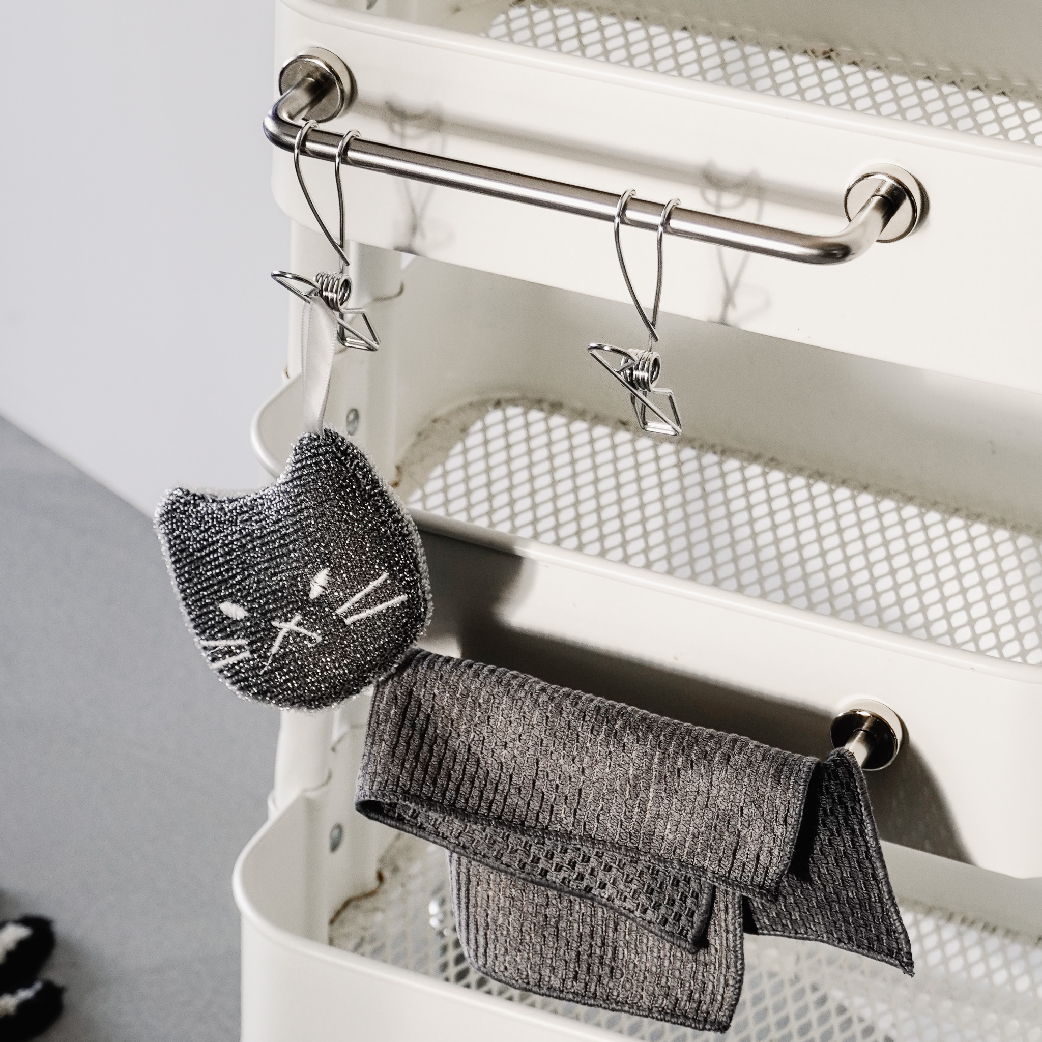 不鏽鋼磁吸收納桿掛勾夾組