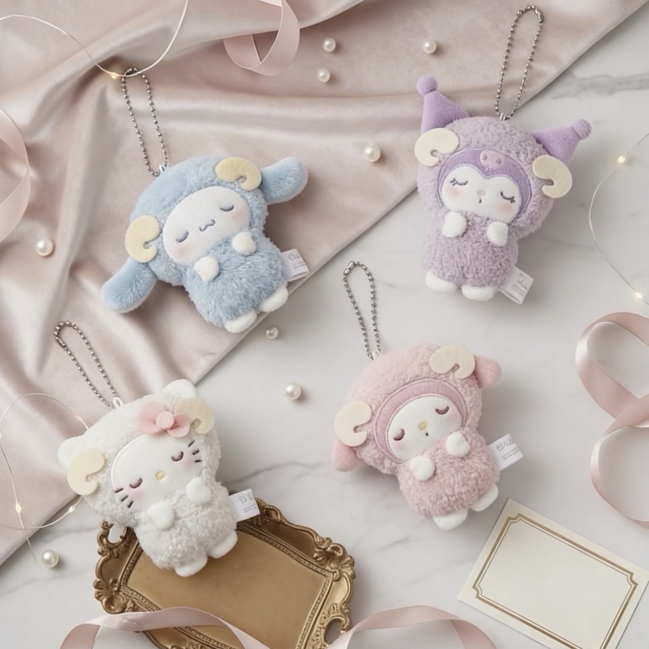 SANRIO 三麗鷗 晚安系列 小羊毛 毛絨 吊飾