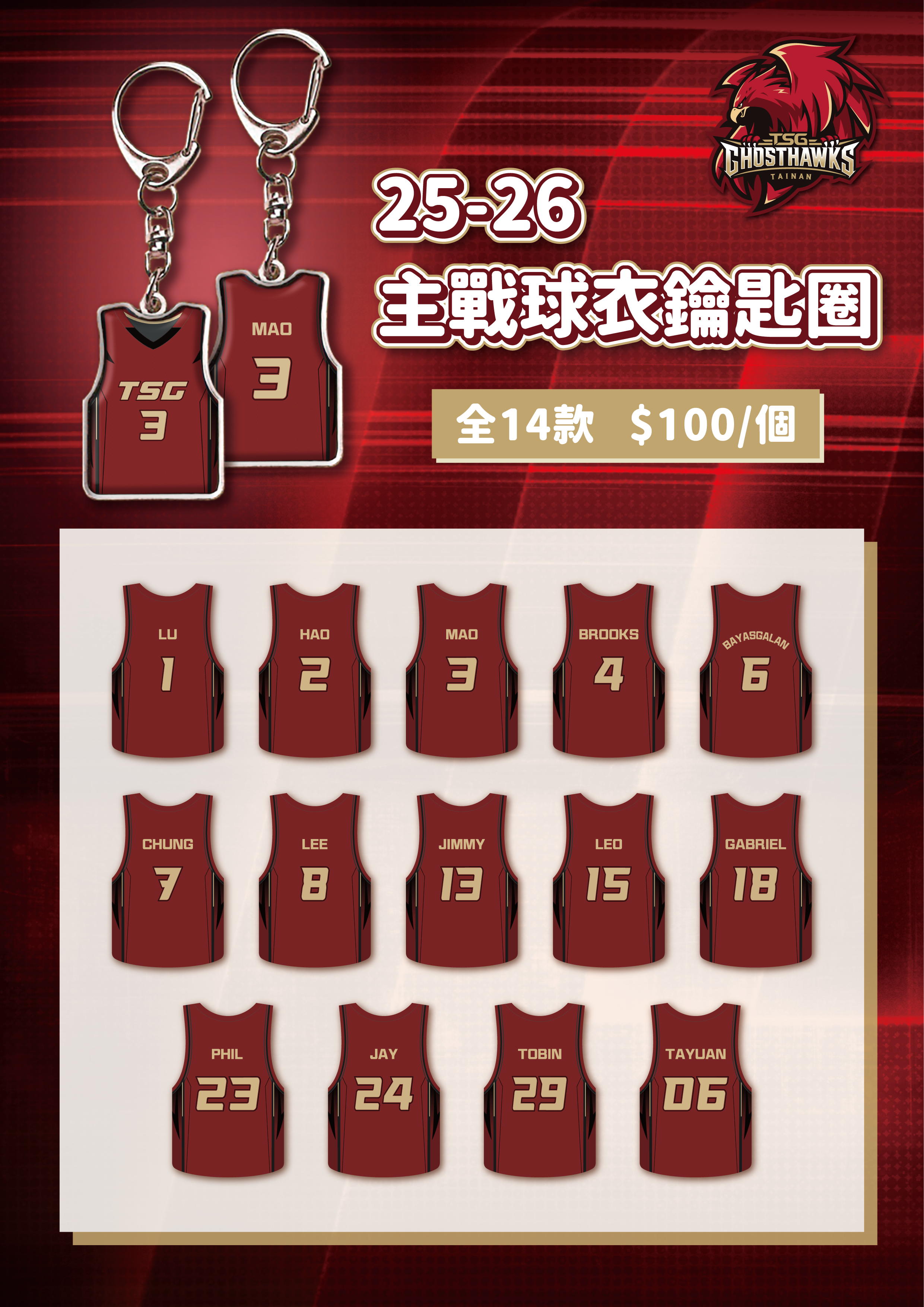 25-26主戰球衣鑰匙圈