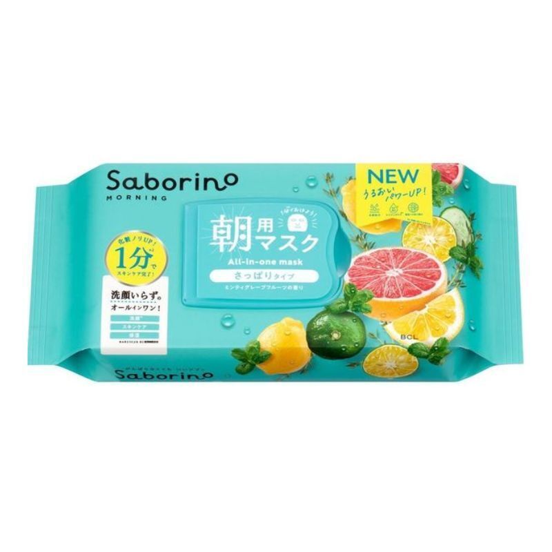 BCL Saborino 早安懶人面膜 薄荷葡萄柚 清爽型 32枚入 (Barcode: 4515061190233)