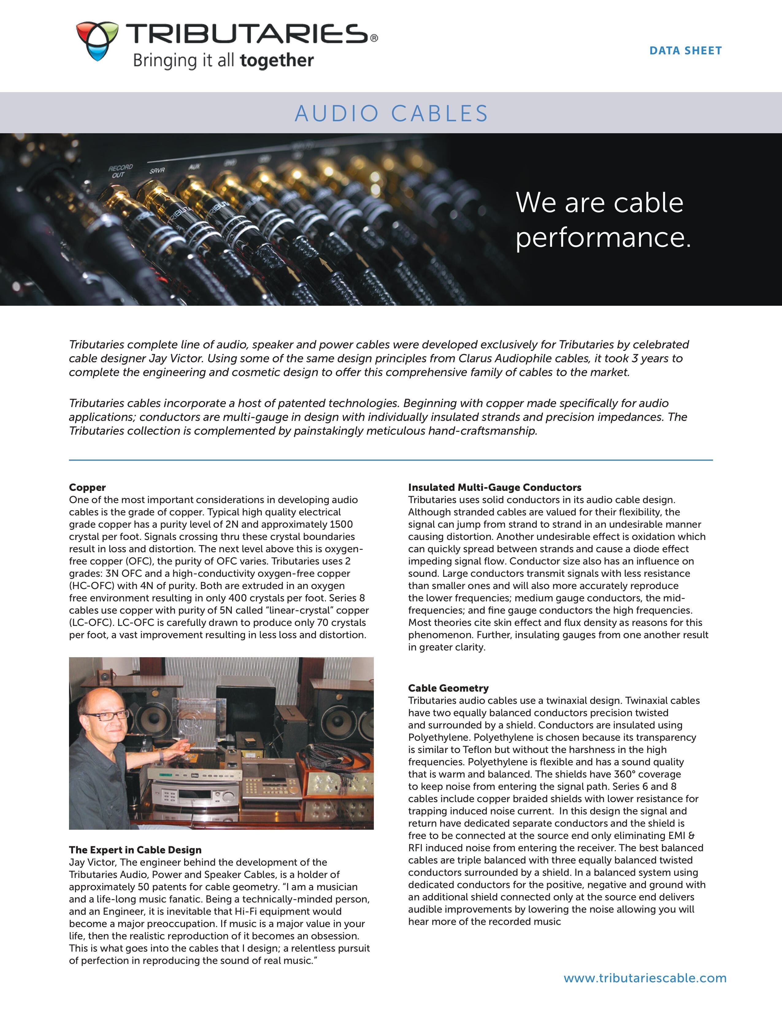 Tributaries 8A MKII Analog Audio Cable Sales Sheet 1