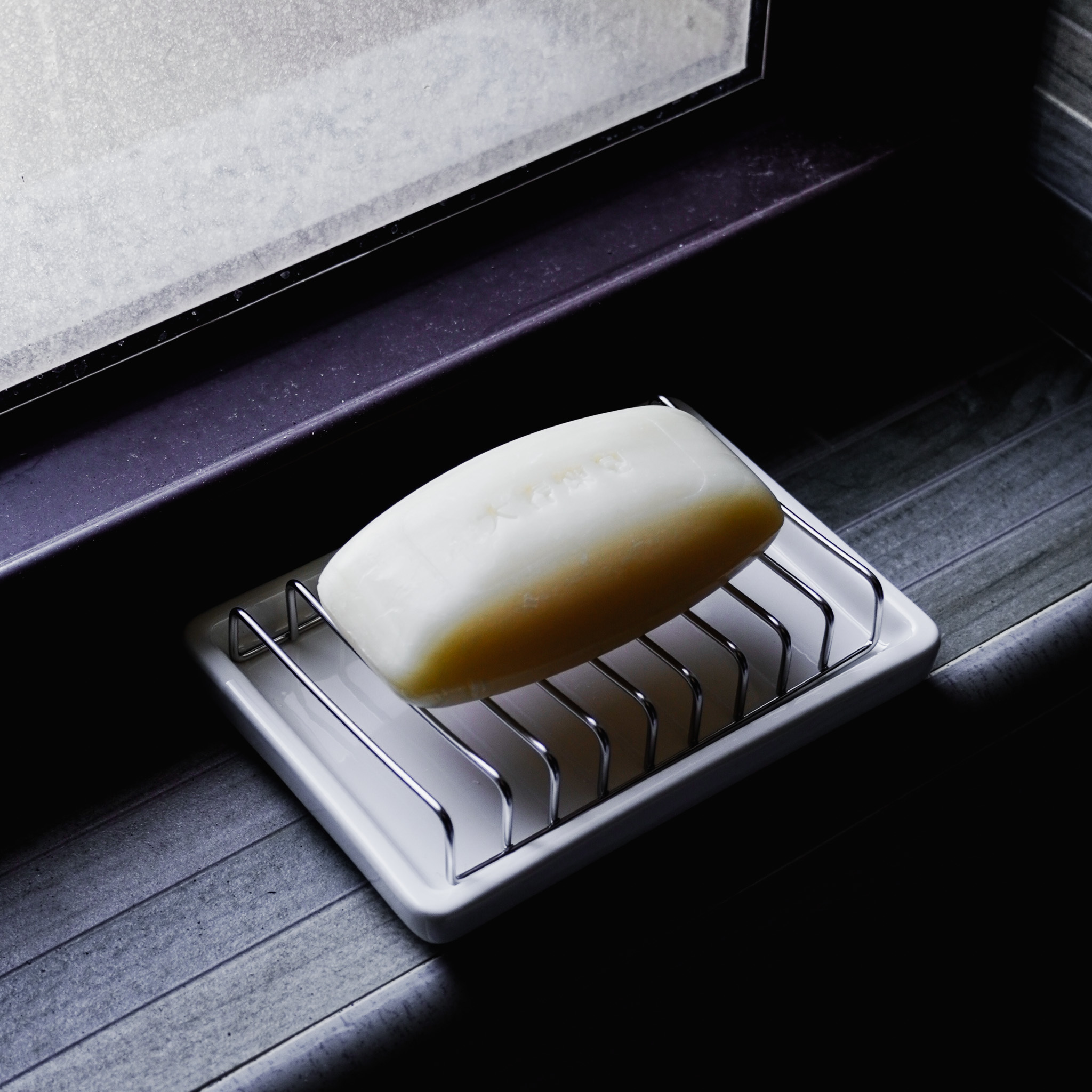 白陶底不鏽鋼香皂架