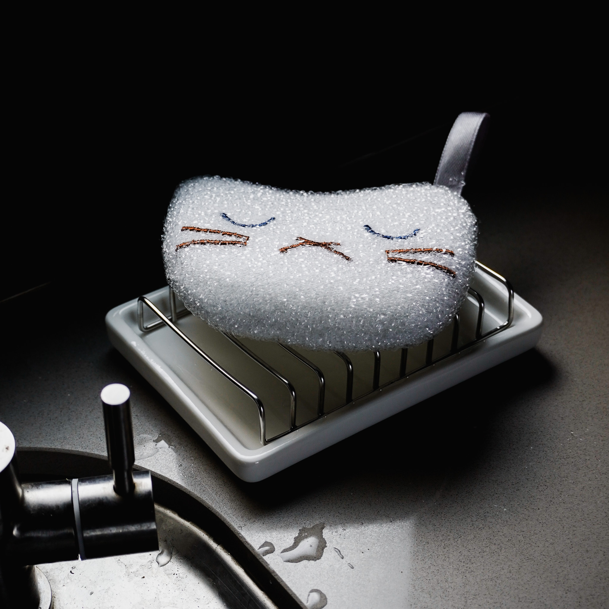 白陶底不鏽鋼香皂架