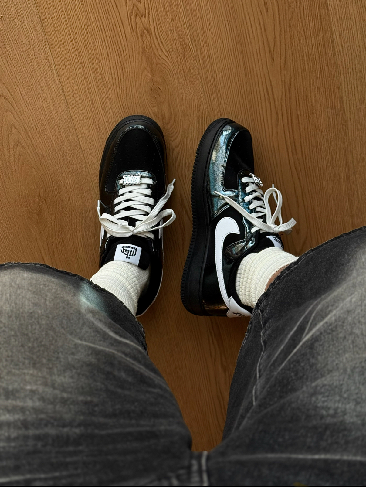 Nike Air Force 1 AF1 黑曜石 黑白色 荔枝皮 漆皮 男女款 IB6843-001/預購