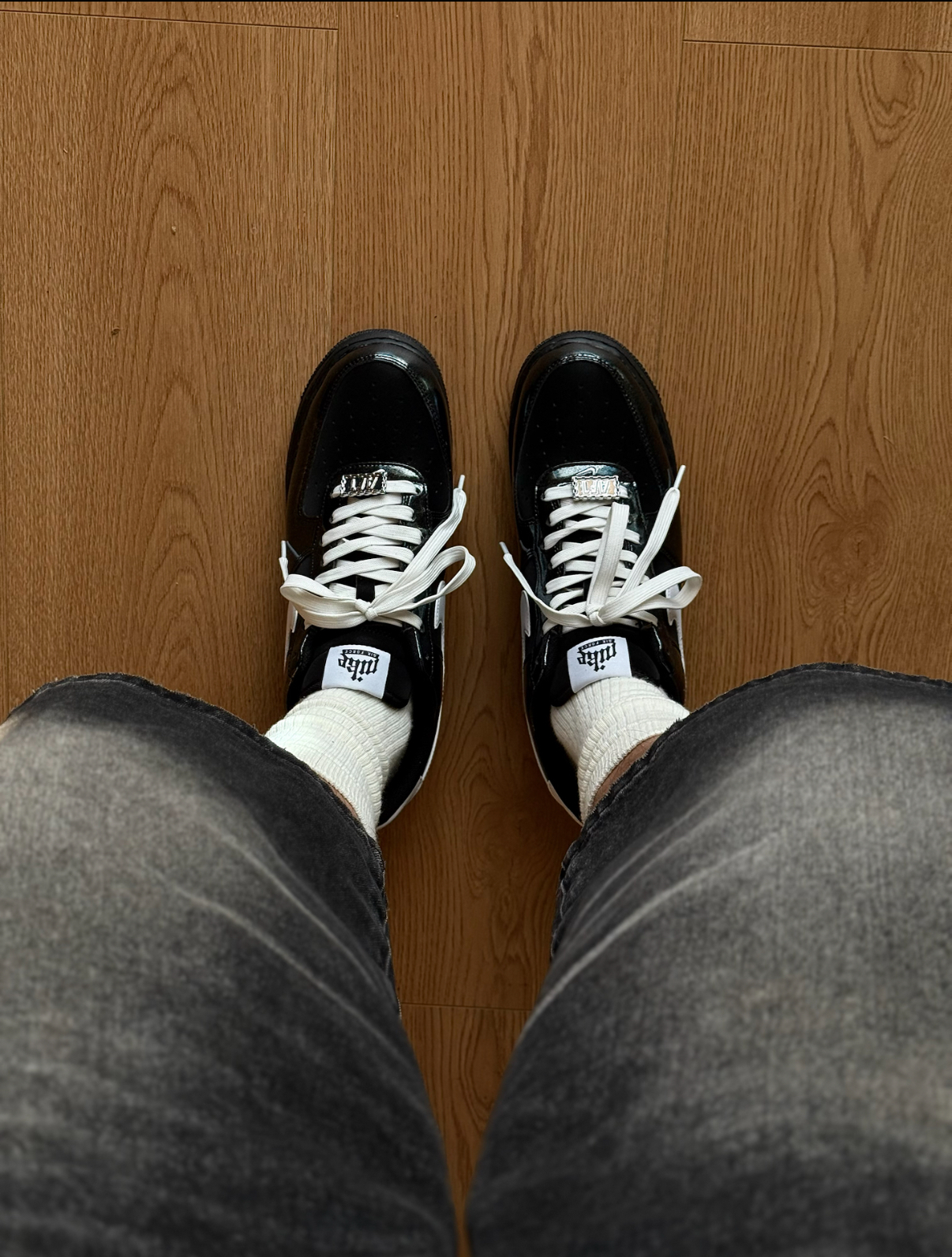 Nike Air Force 1 AF1 黑曜石 黑白色 荔枝皮 漆皮 男女款 IB6843-001/預購