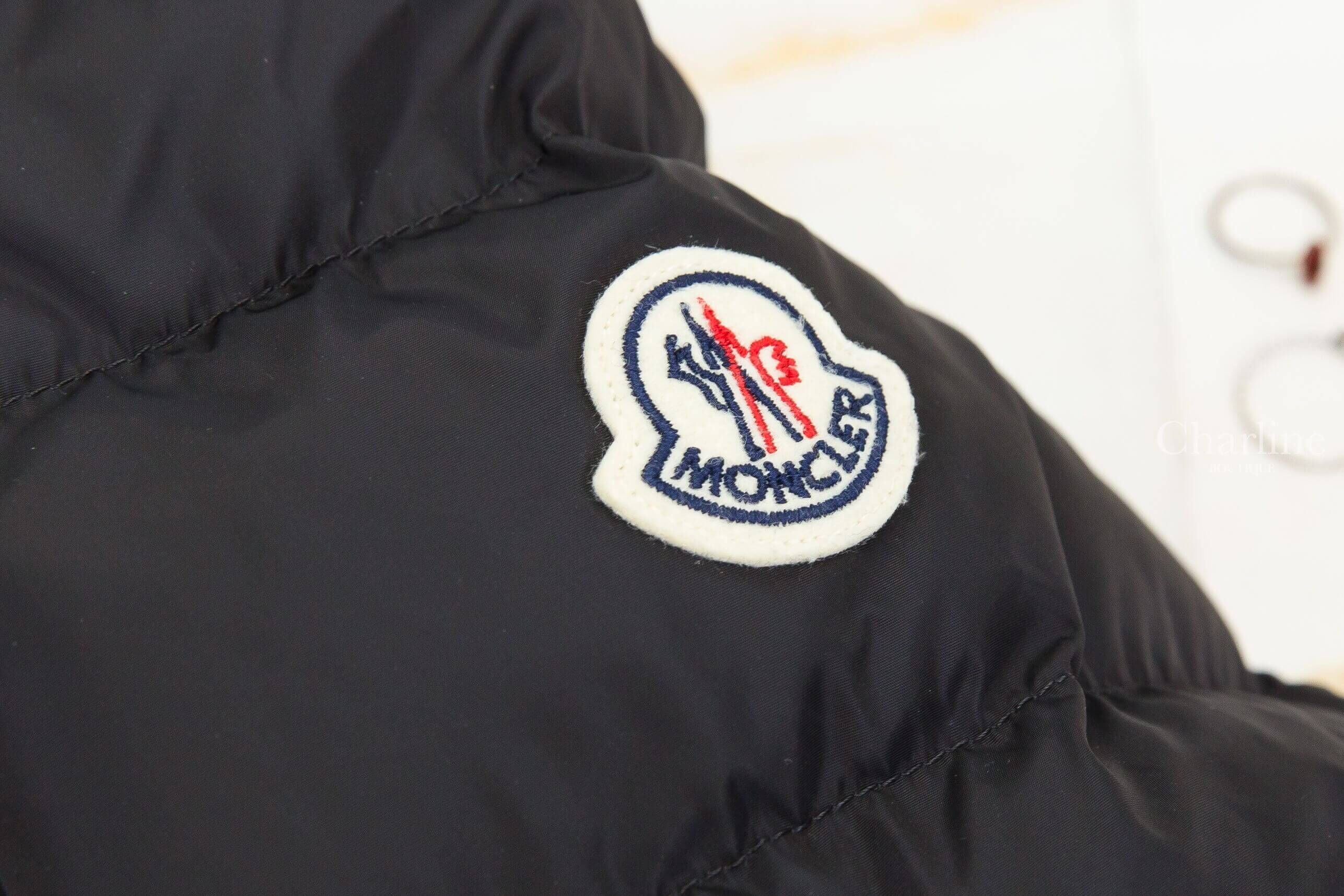 Moncler Flammette Hooded Long Down Jacket 黑色長版收腰連帽拉鍊輕羽絨外套