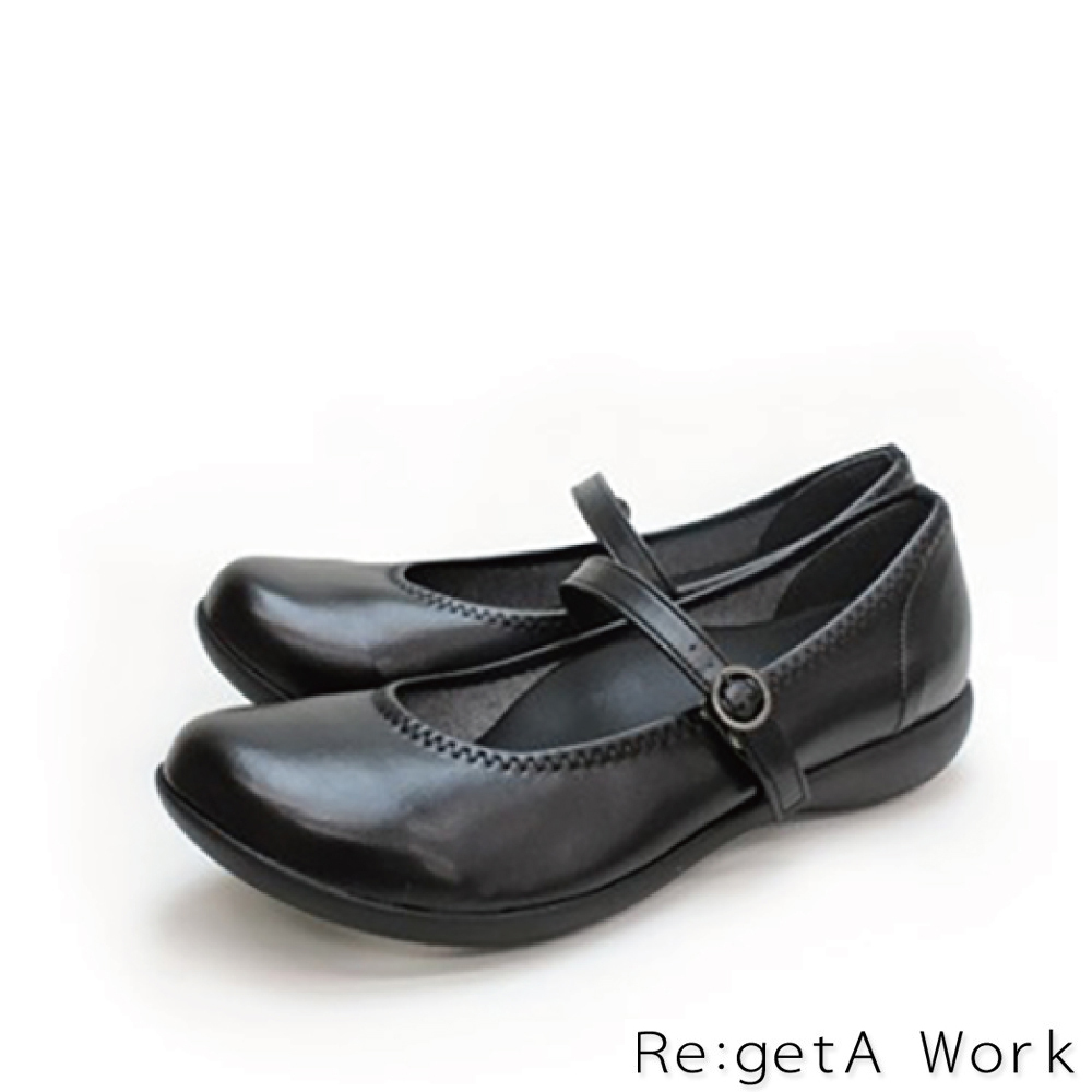 大阪樂步健康鞋 Re:getA Work瑪莉珍娃娃鞋-女RW0025(BLK-黑色)