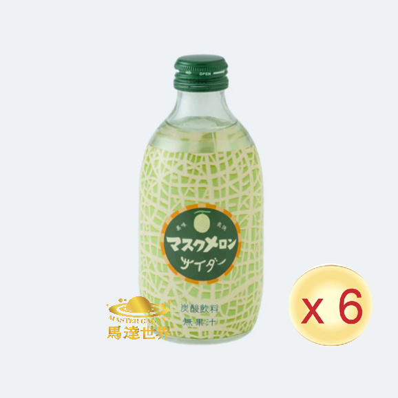 【6支優惠】哈密​​瓜味梳打汽水 300ml 日本直送 此日期前最佳：2027/1/17
