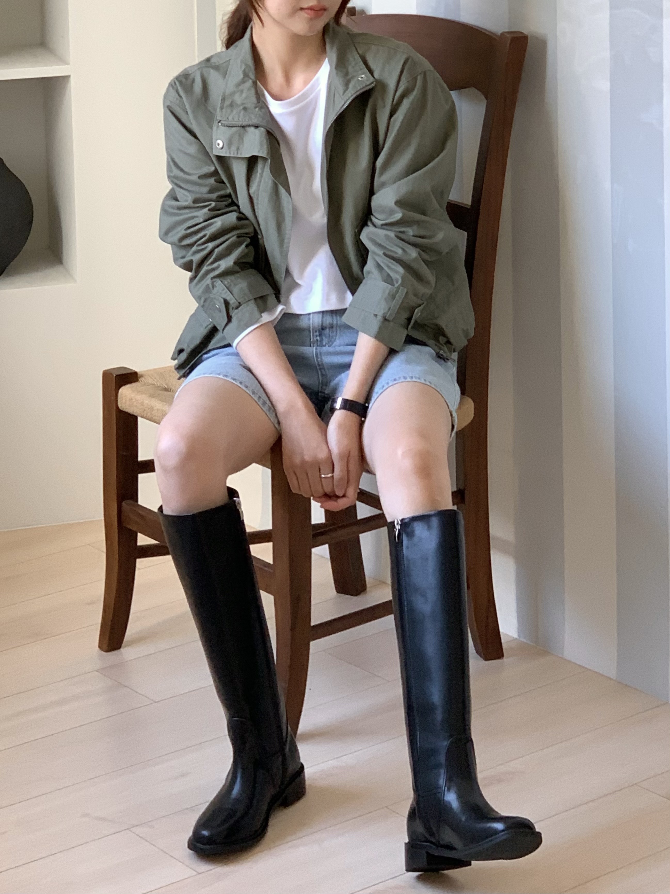 百搭修長天然皮革長靴 (2colors)