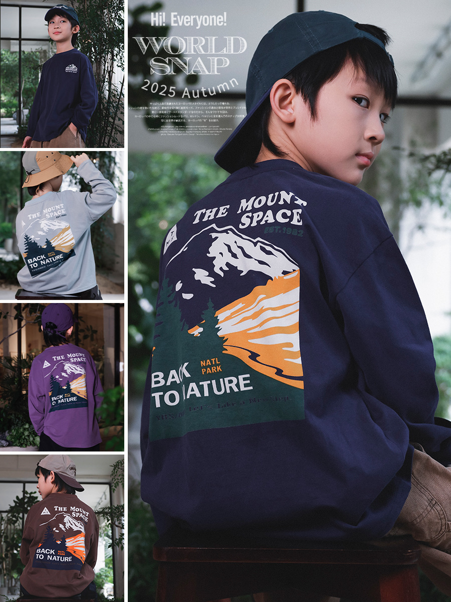 日系大山印花長袖T恤(110-170)