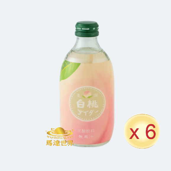 【6支優惠】濃鬱白桃味 梳打汽水300ml 日本直送 此日期前最佳：2027/1/3